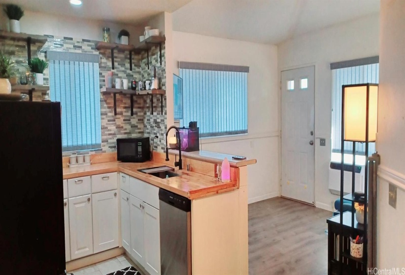 Kitchen / Living Area with Laminate Plank Flooring