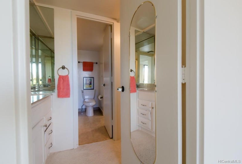 Entrance to master bathroom, dressing area and walk in closet.