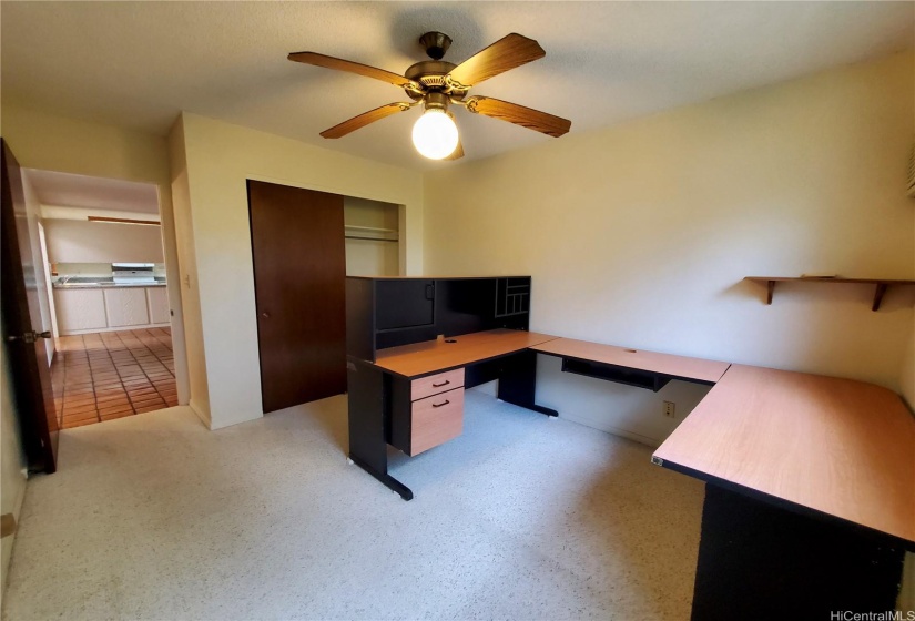 Second Bedroom with Ceiling Fan and Window A/C Unit