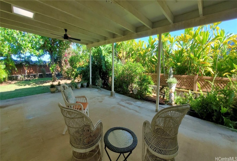 Covered Patio with New Ceiling Fan