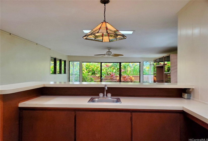 Wet Bar with Garden Views Perfect for Entertaining