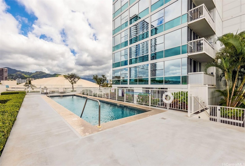 Enjoy the mountain view while taking a swim.