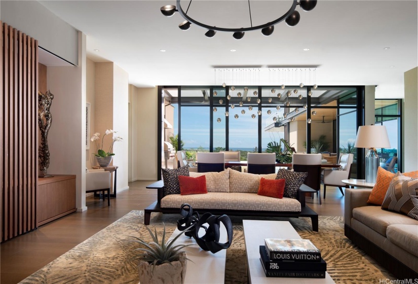 Living to dining room open floor plan.