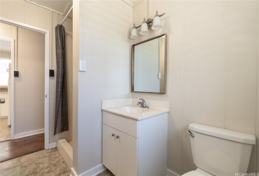 Full bathroom in 1 bedroom unit downstairs