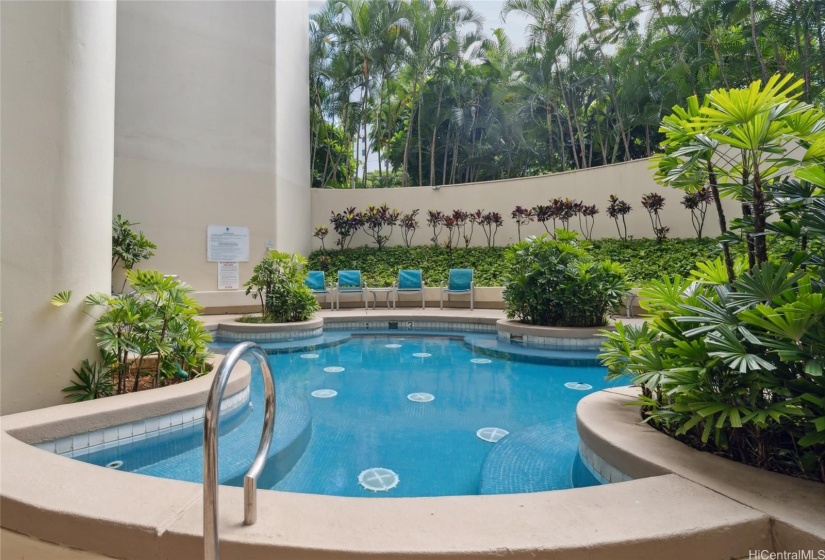 Large spa adjacent to the pool area.