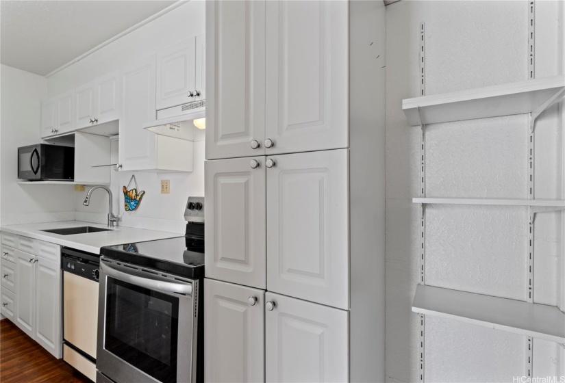 Extra kitchen storage and updated stove.