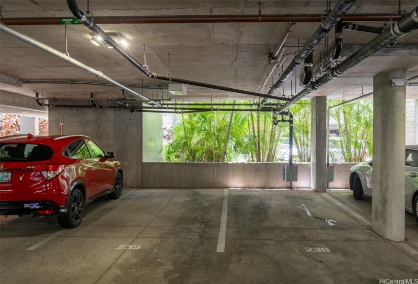 Perfect side by side parking spaces by the elevator