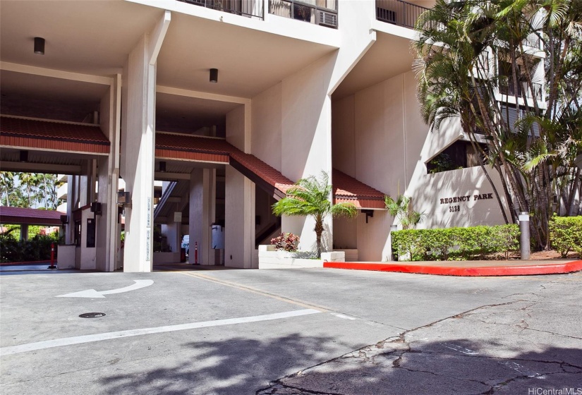 Entrance to the complex with security guard