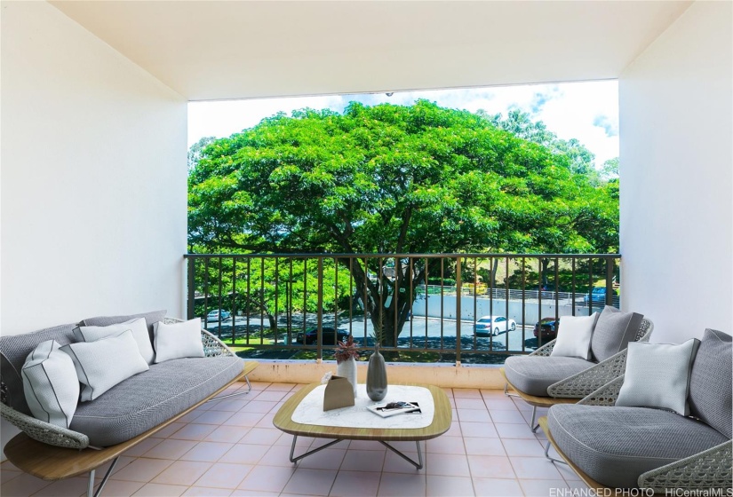 Virtually enhanced living room lanai