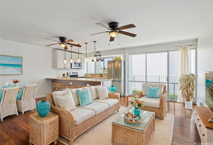 ***Virtual Staged*** Very spacious with endless possibilities of decorating. You can also add a desk in front of the lanai for a home office and enjoy the views.