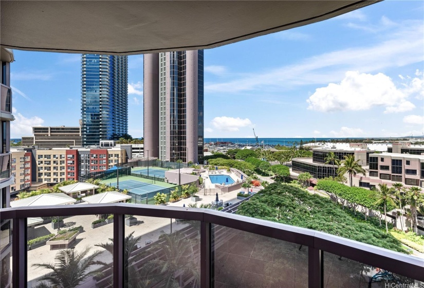 View, views, views of Honolulu Harbor, sunset, mountains and the amenity deck from your large lanai.