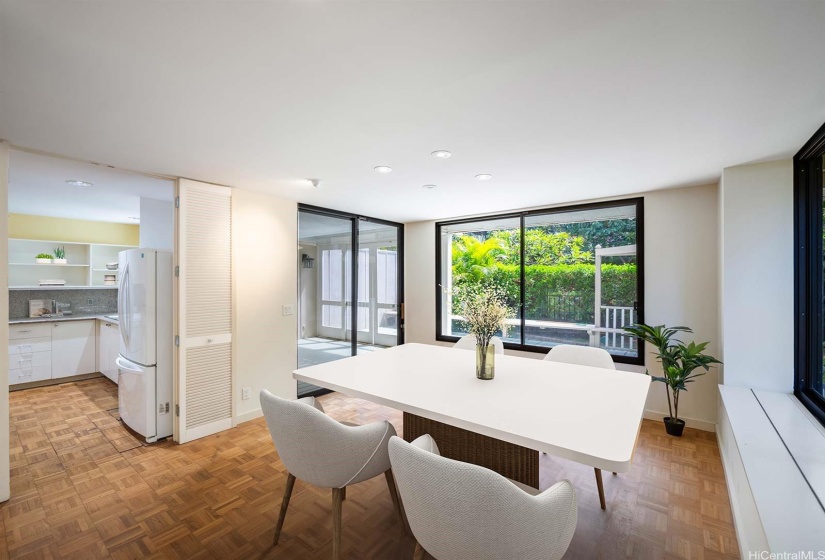 Virtually staged dining area