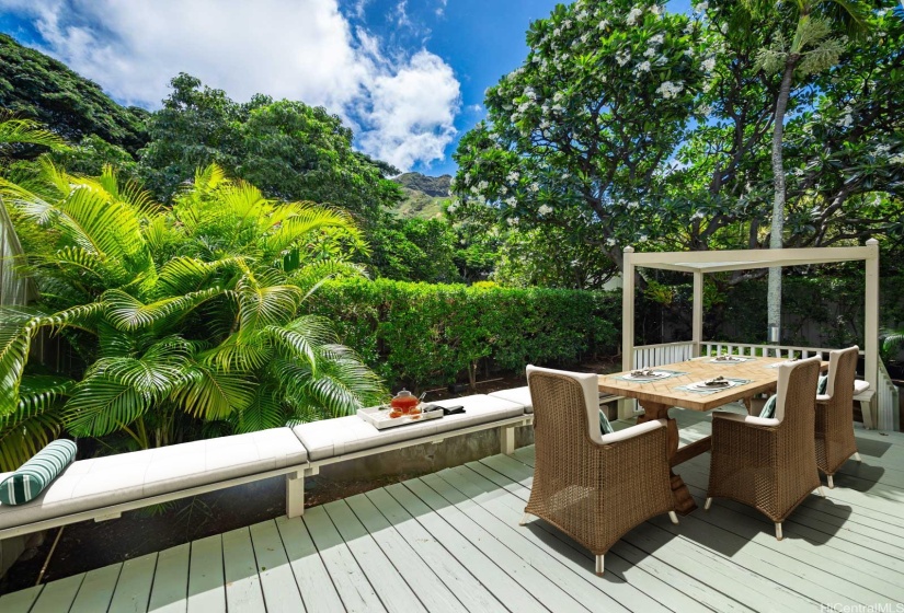 Virtually staged outdoor lanai