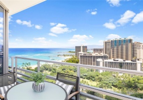 Enjoy ocean and mountain views from the lanai facing the dining