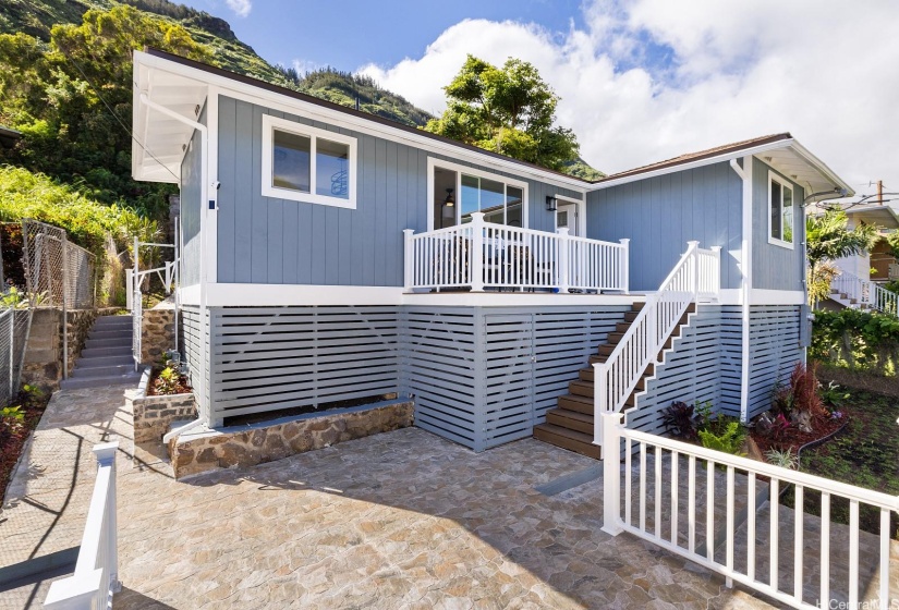 Front and back houses viewed from above the carport