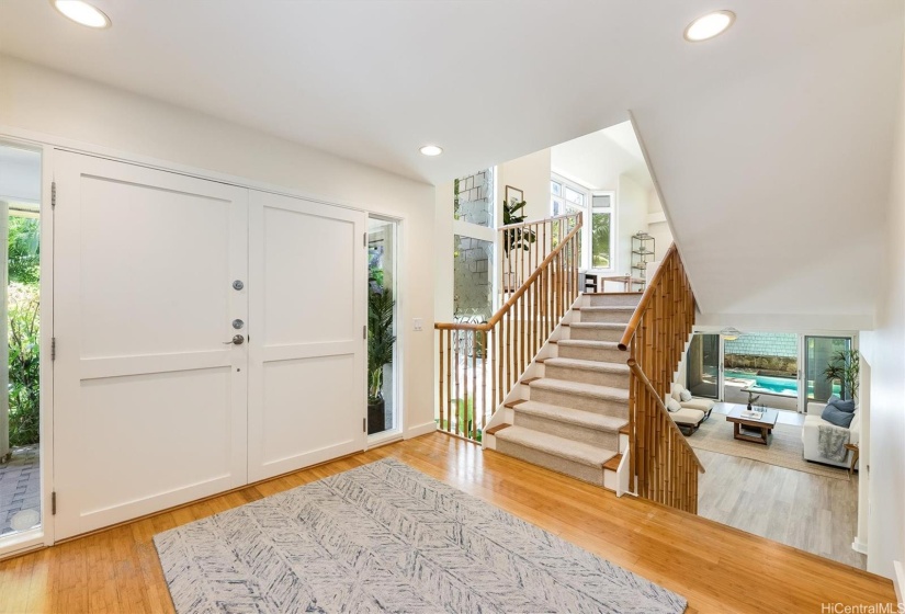 Entryway with Split Level Stairs