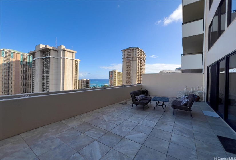 Extra spacious lanai patio.