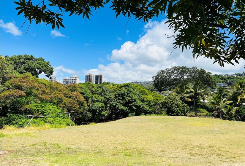 Another view of the lawn with the city skyline