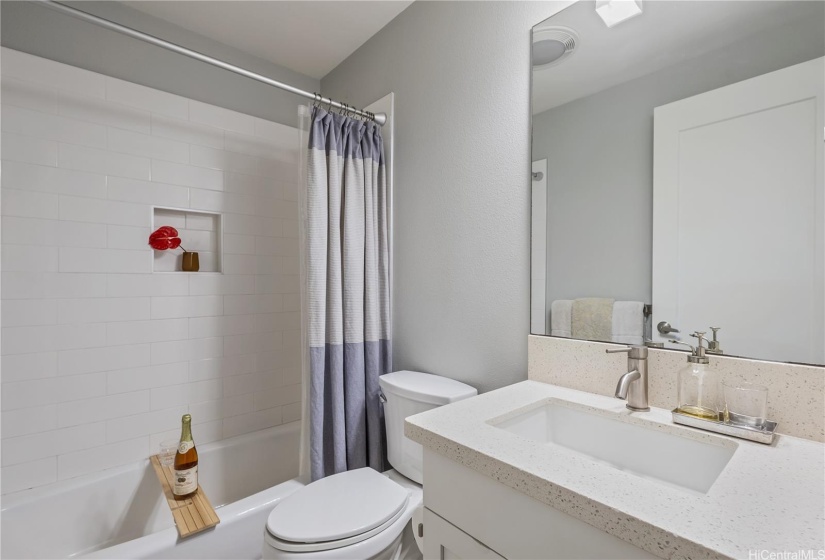 Full bath on lower level.  Soak in the tub or take a quick shower.