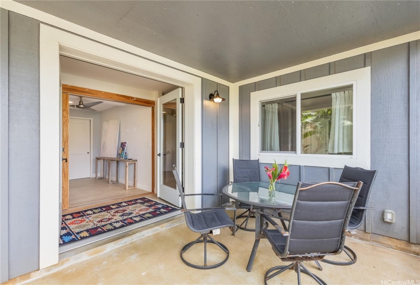 Step inside through the double doors to the bedroom that is staged as an art room.  Many options available to the fortunate buyer.