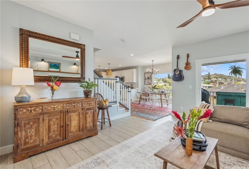 Living area on main level with convenient covered lanai.