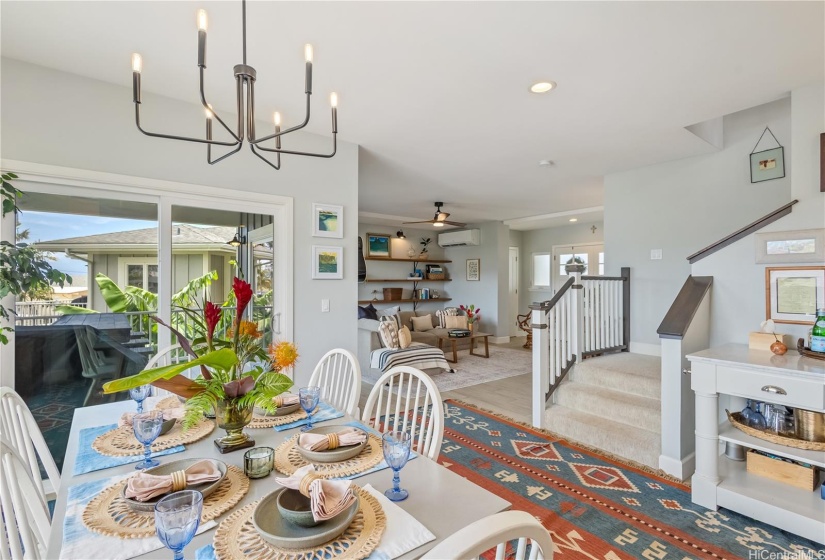 Dining area fits large table allows entertaining with all guest seated together.