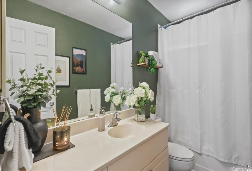 2nd bathroom near two bedrooms in hall upstairs