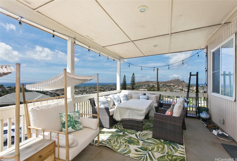 Deck in fron house with spectacular Diamond Head and Ocean Views