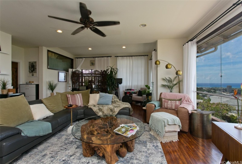 Front living room viewed from dining room. Spectacular ocean view from window