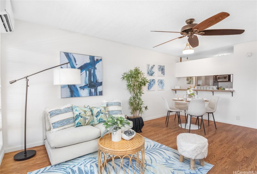 Living room and dining area