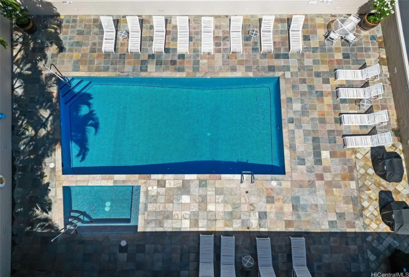 Arial shot of the pool area