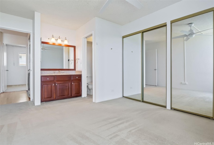 Master bedroom with full bath and closet space