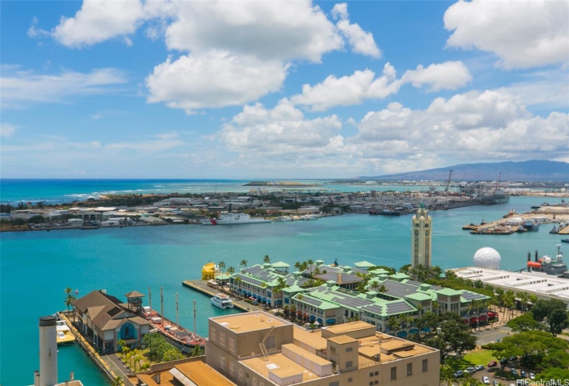 Aloha Tower entertain center is across the street.