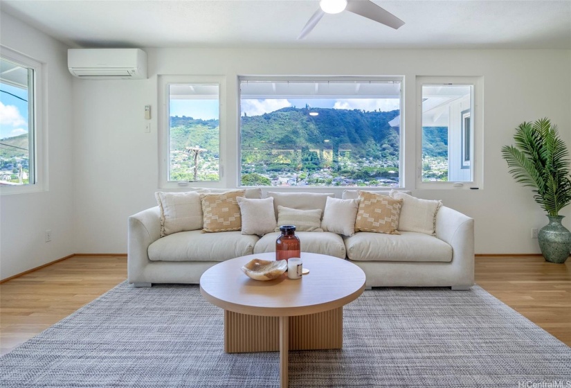 From the main living room, enjoy picture perfect views of Manoa Valley.