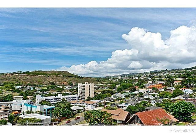 Punchbowl and mountain views from lanai