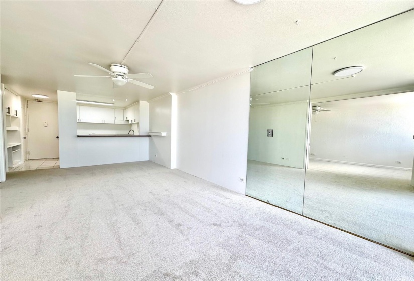 New ceiling fan and floor to ceiling accent mirrors.