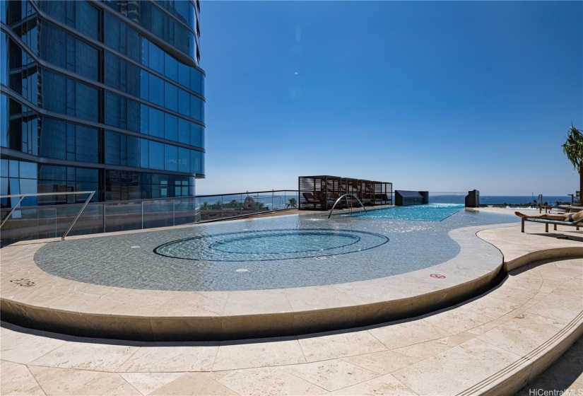 The Anaha pool has an ocean view from dipping and swimming areas including the signature glass end.