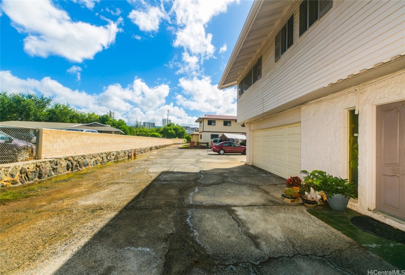 Front entrance to the house with enclosed garage