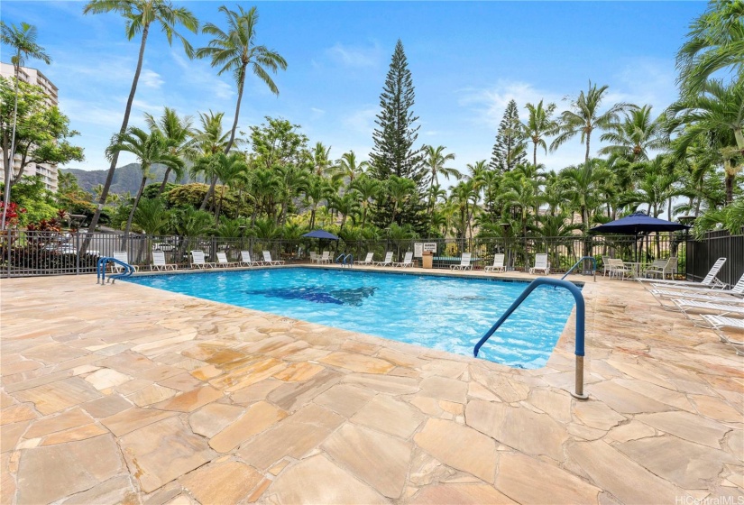 Pool area at the heart of the building