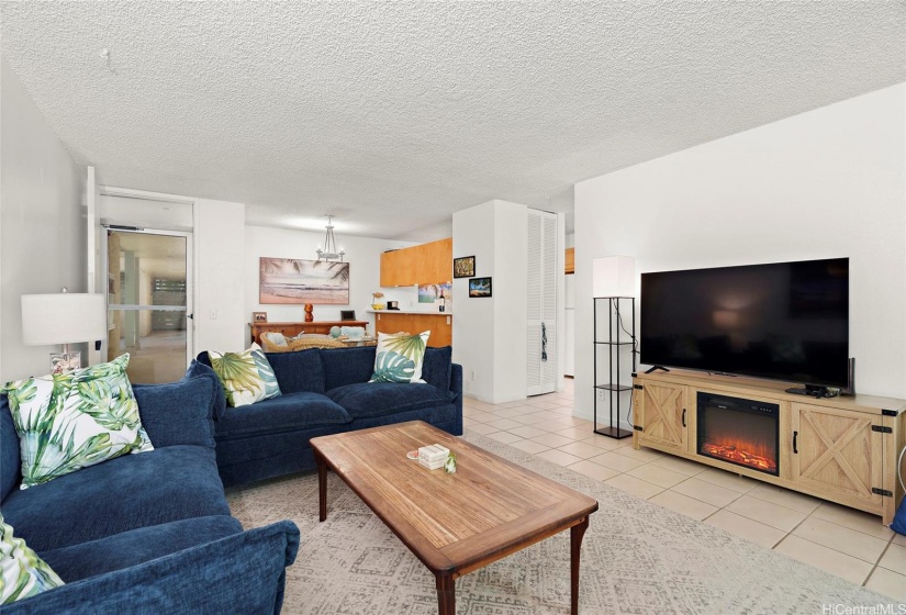 Front entrance to the unit is tucked away as seen in the photo facing the front screen door.