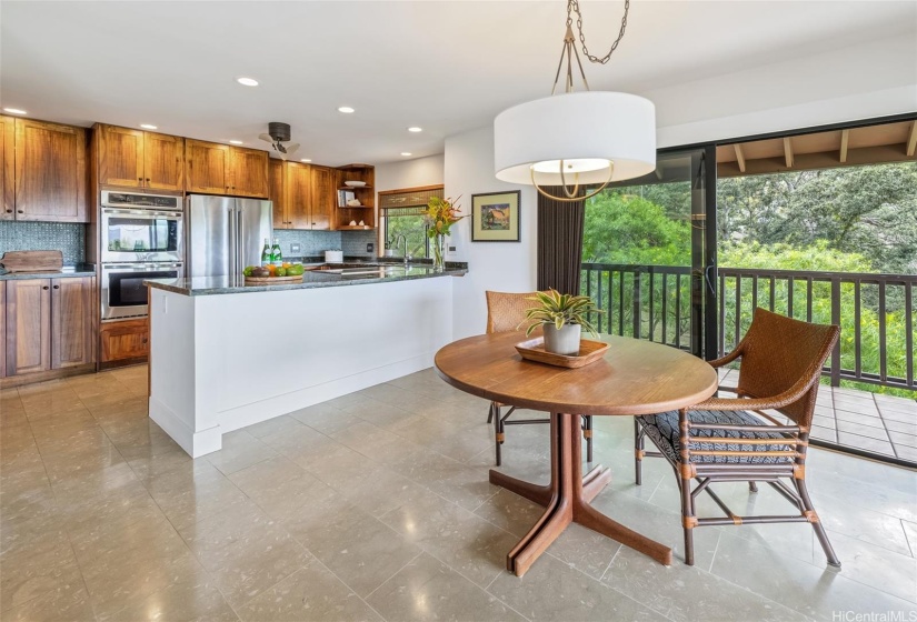 Spacious dining area has upgraded, heavy-duty sliding doors