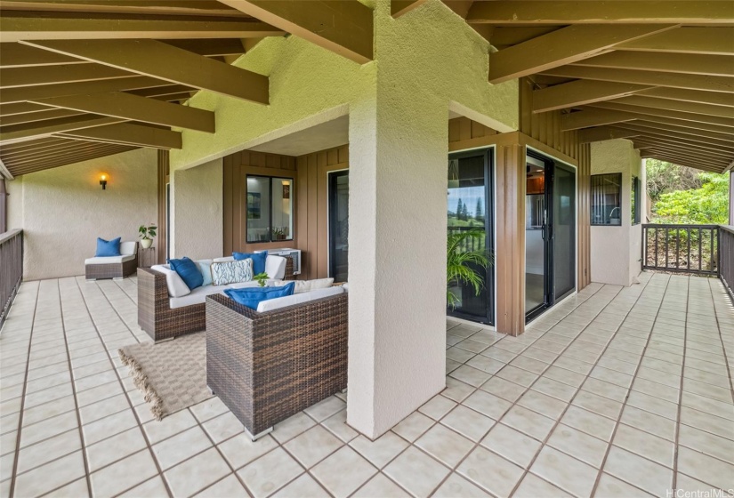 Large wraparound lanai adds to the living space