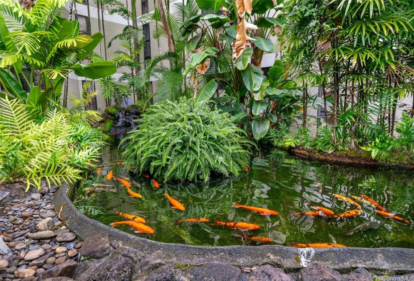 Water features and koi ponds greet you around every corner.