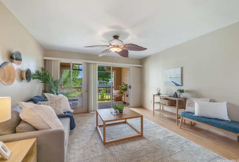 Large sliding lanai door allows natural light to fill the room and tropical breezes to keep you cool.