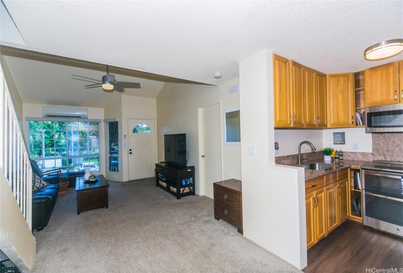 Living area and kitchen