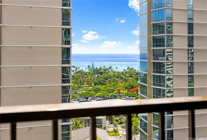 View of the Ritz Carlton Waikiki and channel ocean views.