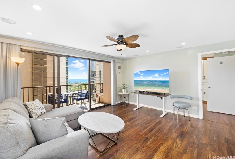 The living area has been painted with smooth ceilings.