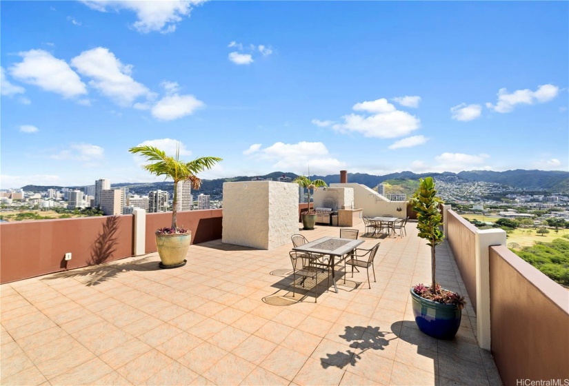 Rooftop seating areas.