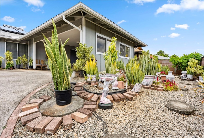 Landscaped yard for plant lovers