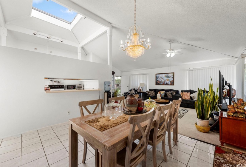 Dining room with natural light coming from sunroof